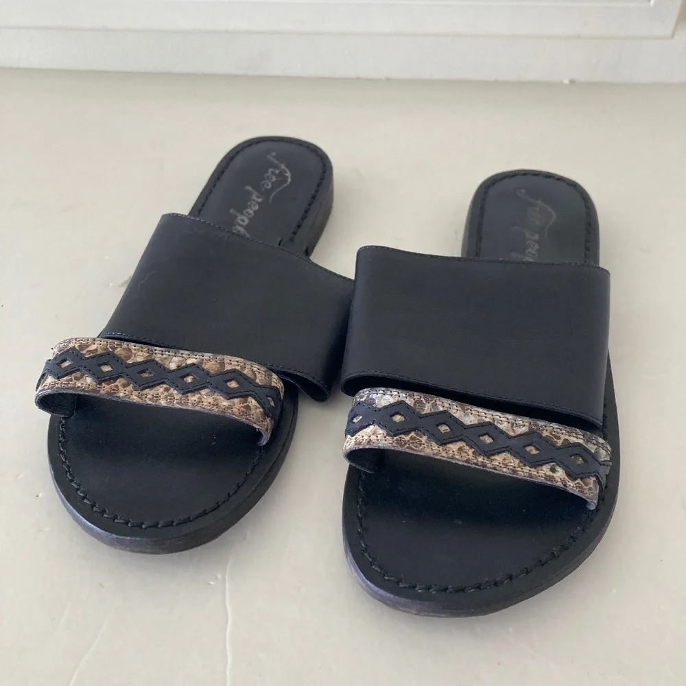 NWOT Free People Saturday Black Leather Boho Sandals Sz 36.5